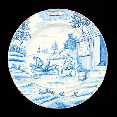 Assiette de Delft représentant le mois de juin - Dutch School