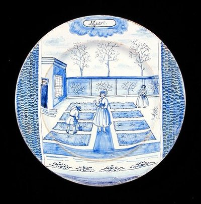 Assiette en faïence de Delft représentant le mois de mars - Dutch School