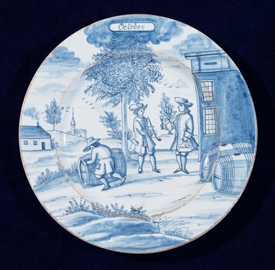 Assiette en faïence de Delft représentant le mois d