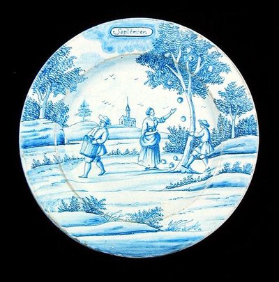 Assiette de Delft représentant le mois de septembre - Dutch School