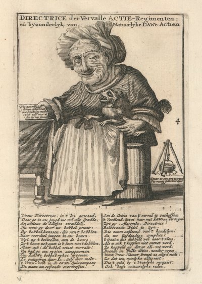 Directrice des régiments de stocks dégradés, impression satirique sur la bulle du Mississippi - Dutch School