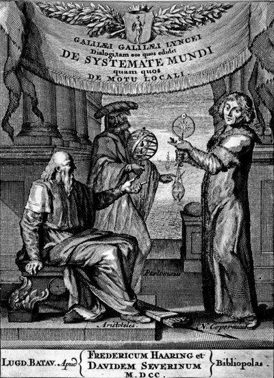 Frontispice de Dialogus De Systemate Mundi par Galilée, édition publiée en 1641 - Dutch School
