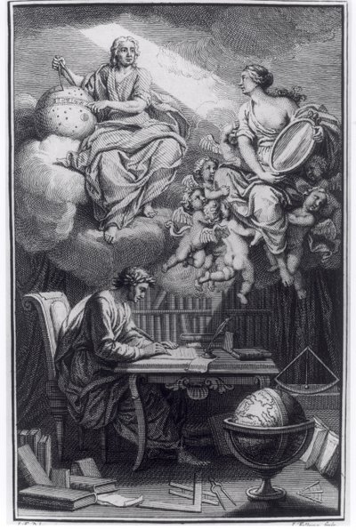 Frontispice de Éléments de la Philosophie de Newton par Voltaire (1694-1778) publié à Amsterdam, 1738 - Dutch School