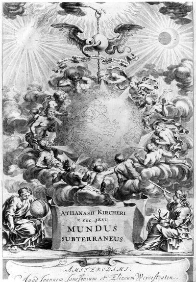 Frontispice de Mundus Subterraneus par Athanasius Kircher, 1664, Amsterdam - Dutch School