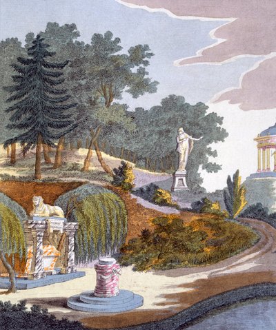Décorations de jardin, de Magazine of Garden Gems par G. van Laar, publié en 1802 - Dutch School