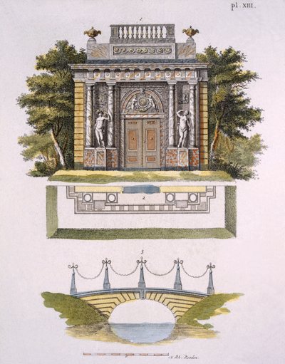 Décorations de jardin, du Magazine of Garden Gems par G. van Laar, publié en 1802 - Dutch School