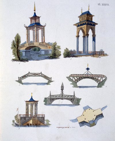 Décorations de jardin, du Magazine of Garden Gems par G. van Laar, publié en 1802 - Dutch School