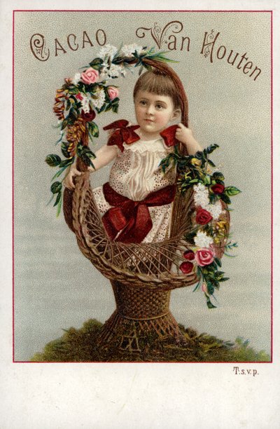 Fille avec bouquet floral, publicité pour le chocolat - Dutch School