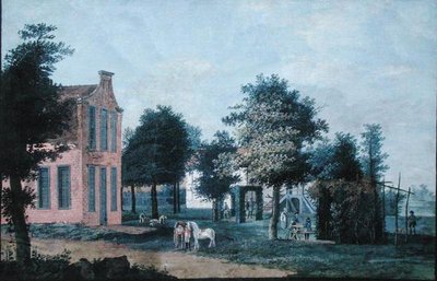 Chasseurs dans un jardin, vers 1770 - Dutch School