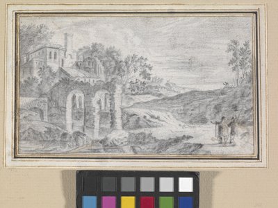 Paysage italianisant avec ruines - Dutch School