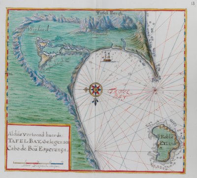 Carte du Cap de Bonne-Espérance. Baie de la Table, Afrique du Sud - Dutch School