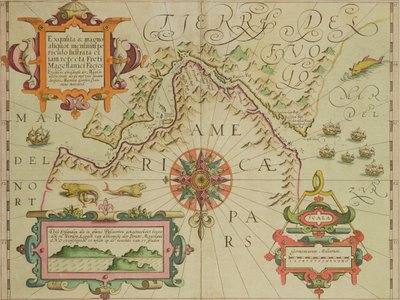 Carte du détroit de Magellan, Patagonie, de l