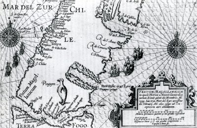 Carte du détroit de Magellan, planche tirée de la description du voyage d