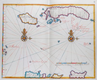 Carte de Bouro et Ceram (Seram), Indonésie - Dutch School