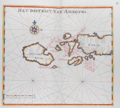 Carte des îles de Bouro et Ceram (Seram), Indonésie - Dutch School