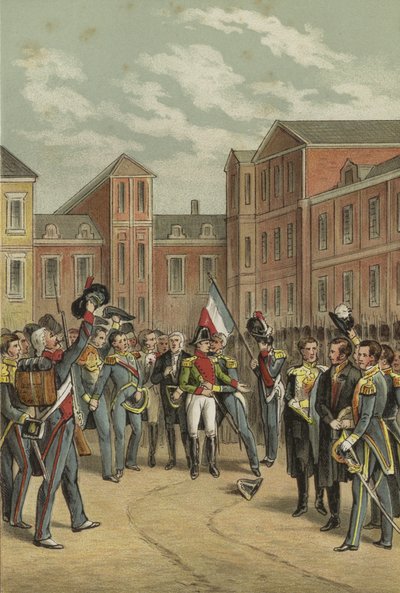 Adieux de Napoléon à la Garde impériale dans la cour du Cheval Blanc du palais de Fontainebleau, 1814 - Dutch School