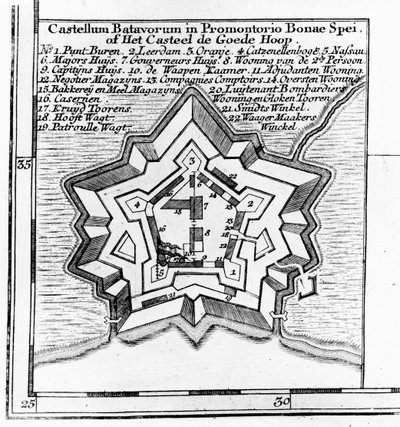Plan du Château Batave, Cap de Bonne-Espérance vers 1803-1806 - Dutch School