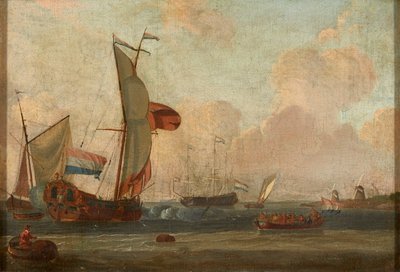 Navires au large de la côte - Dutch School