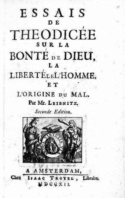 Page de titre de Théodicée par Gottfried Leibniz, deuxième édition publiée en 1712 - Dutch School
