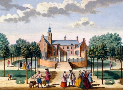 Vue de la maison Adrichem, de Het Zeganpralent Kennemerlant par Hendrick de Leth et Matthias Brouerius Van Nidek, publié vers 1700-1730 - Dutch School