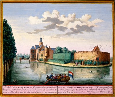 Vue de la maison Marquette, Kennemerland, de Het Zeganpralent Kennemerlant par Hendrick de Leth et Matthias Brouerius Van Nidek, publié vers 1700-30 - Dutch School