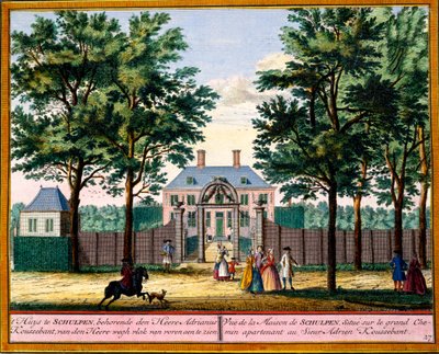 Vue de la maison Schulpen, de Het Zeganpralent Kennemerlant par Hendrick de Leth et Matthias Brouerius Van Nidek, publié vers 1700-30 - Dutch School
