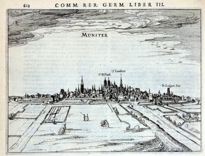 Vue de la ville de Münster, de Rerum Germanicarum, par P. Bertin, Amsterdam 1616 - Dutch School