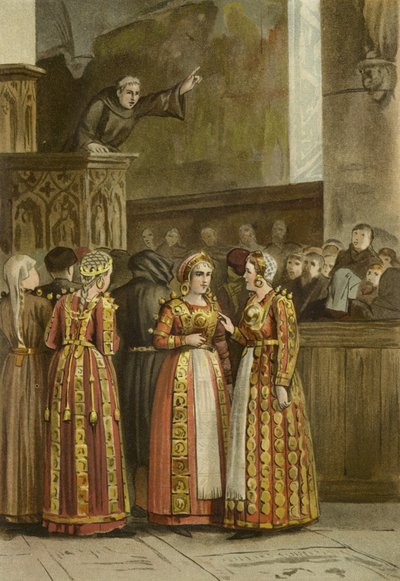Femmes en costume traditionnel frison, Pays-Bas, XVe siècle - Dutch School
