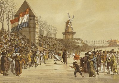 Courses de patinage féminin, Leeuwarden, Pays-Bas, 1805 - Dutch School