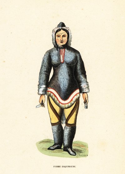 Femme inuit avec des tatouages faciaux, rivière Mackenzie, Yukon, Canada - Duverger Duverger