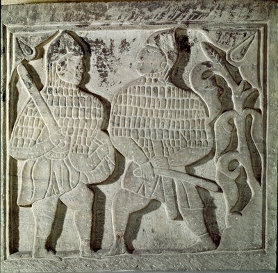 Art seldjoukide : bas-relief représentant deux guerriers - Dynasty Seljuq
