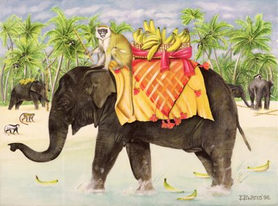 Éléphants avec des bananes, 1998 - E.B. Watts