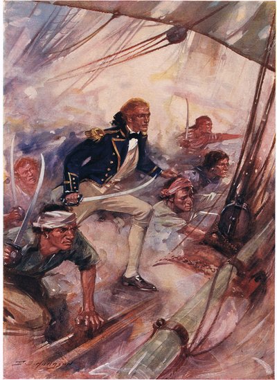 Nelson Abordant le San Josef à la Bataille de Saint-Vincent, illustration de 