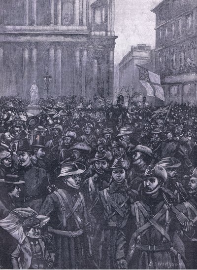 Les CIVs descendant Ludgate Hill, en route vers la Maison de la Masion à la gare de Waterloo, illustration de l