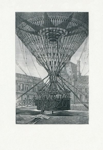 Plateforme panoramique utilisant un ballon à air chaud, pub. c.1880 - E. A. Tilly