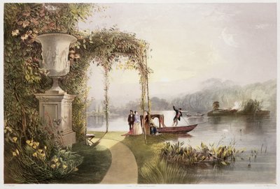 Le lac, jardins de Trentham Hall, de 