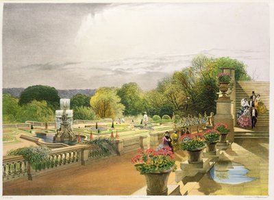Le Parterre, Harewood House près de Leeds, publié par Thomas McLean - E. Adveno Brooke