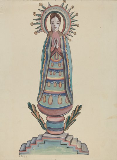 Nouveau-Mexique, "Bulto", Figure en Bois Polychrome - E. Boyd