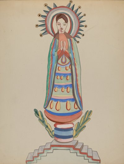 Nouveau-Mexique, "Bulto", figure en bois polychrome - E. Boyd