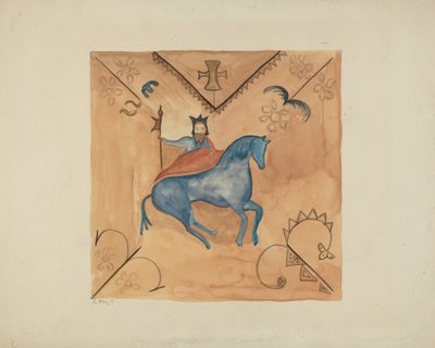 Saint Georges peint sur peau de daim, 1935-1942 - E. Boyd