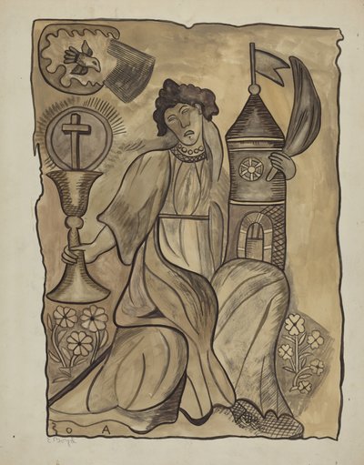 Tenture murale de Sainte Barbe, vers 1936 - E. Boyd