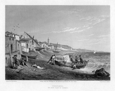 Cogoleto, le lieu de naissance de Colomb, Italie, 1828 - E. Finden