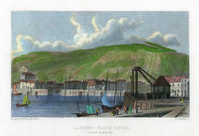 Lieu de débarquement, port extérieur, Douvres, Kent, 19e siècle - E. Finden