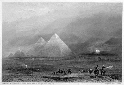 Les Pyramides, Gizeh, Égypte, 19ème siècle - E. Finden