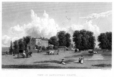 Vue sur Hampstead Heath, Londres, 19ème siècle - E. Finden