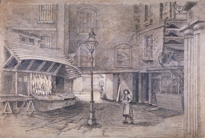 Boutique de volailler à Clare Market, Westminster, Londres, vers 1850 - E Holah