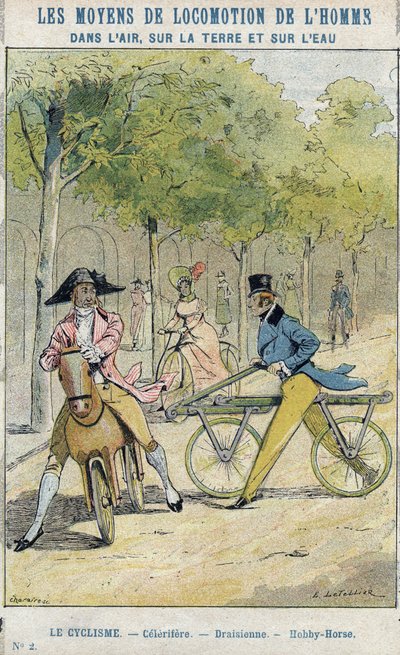 Vélocipèdes - Célérifère anglais - Draisienne, ancêtre de la bicyclette - D