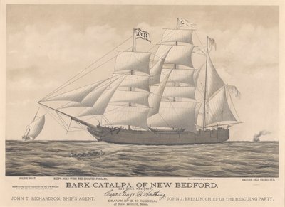 Bark Catalpa de New Bedford, bateau de police, bateau du navire et navire britannique Georgette - E. N. Russell