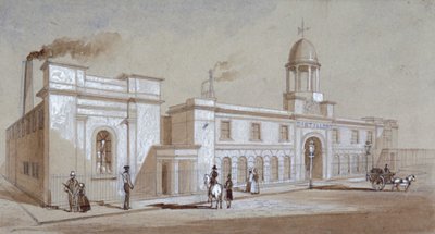 Vue de la distillerie de Grimble et Booth sur Albany Street, St Pancras, Londres, vers 1830 - E Noyce