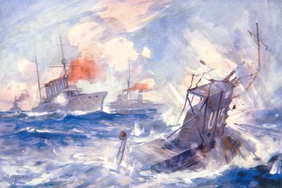 Le naufrage du sous-marin allemand U15 par le HMS Birmingham - E. S. (after) Hodgson